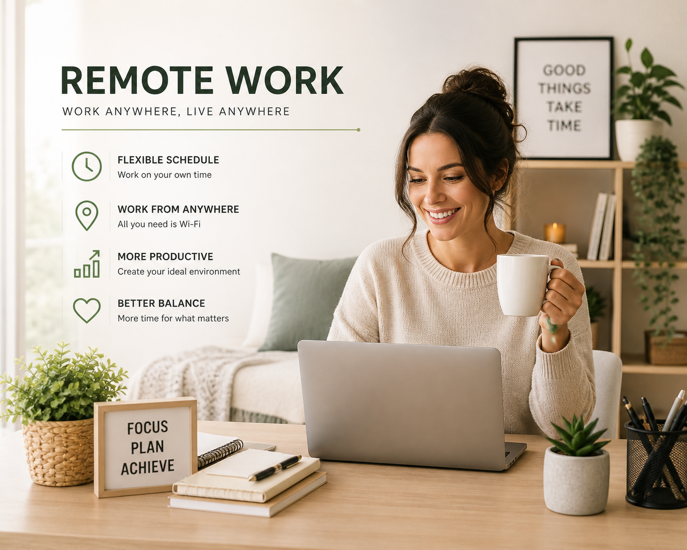 About Us Woman learning remote work