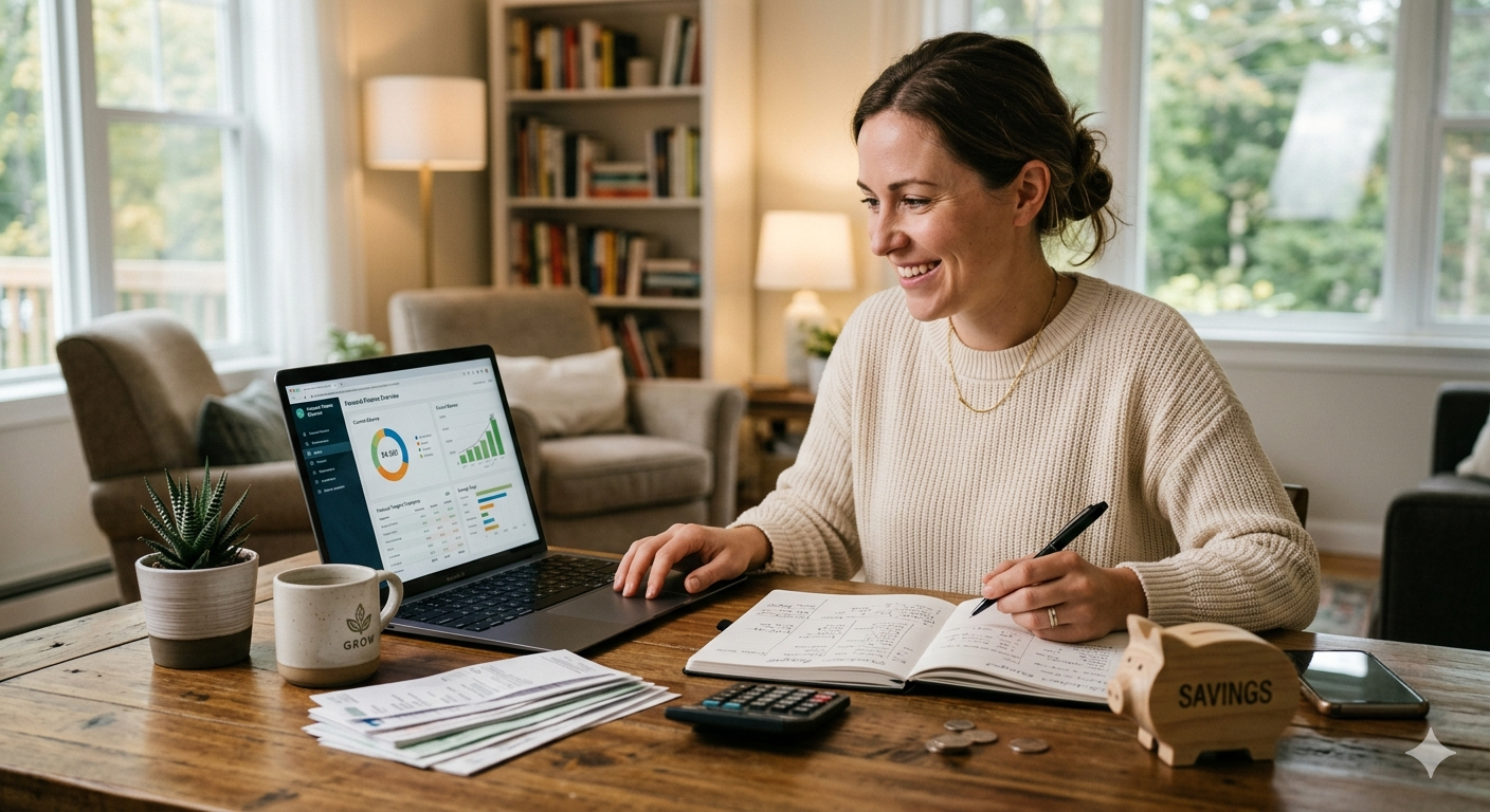 Woman learning personal finance and wealth building strategies